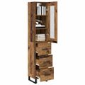 vidaXL Highboard Staré drevo 34,5 x 34 x 180 cm Kompozitné drevo