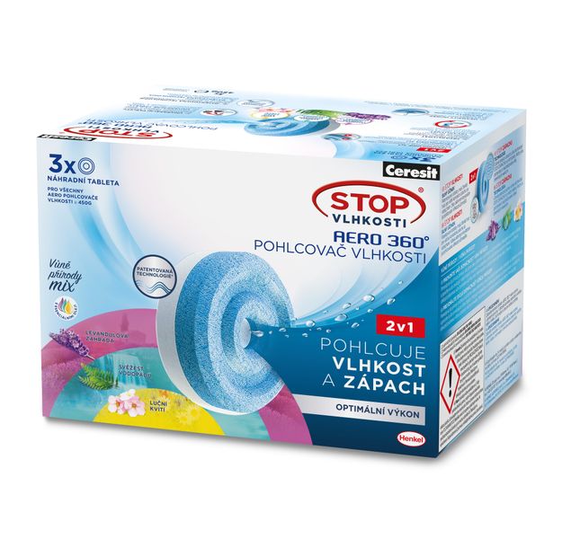 2629453 Ceresit STOP VLHKOSTI AERO 360° náhradní tablety 2v1, Aroma triopack, 3x450g