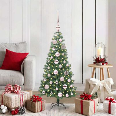 vidaXL Vianočný stromček s 150 LED-i so stojanom Zelená 120 cm PVC