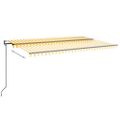 vidaXL Automatická markíza, LED a senzor vetra 500x350 cm, žltá/biela