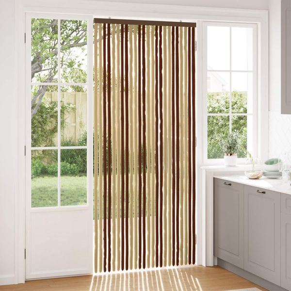 vidaXL Záves proti hmyzu z chenille Hnedá a béžová 100 x 230 cm