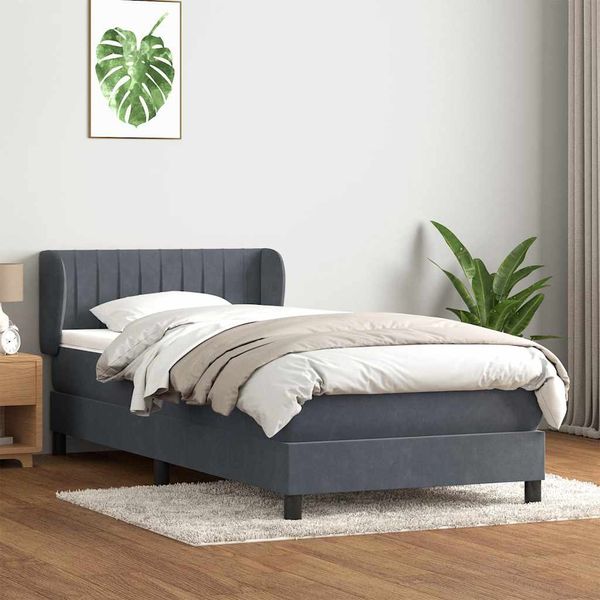 vidaXL Box Spring Posteľ s matracom Tmavosivá 100x220 cm Zamat