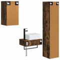 vidaXL Sada kúpeľňového nábytku 3 ks Dymový dub 33 x 34,5 x 160 cm
