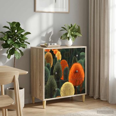 vidaXL Příborník ZAANDAM Tlač lesa 66 x 36,5 x 75 cm Kompozitné drevo