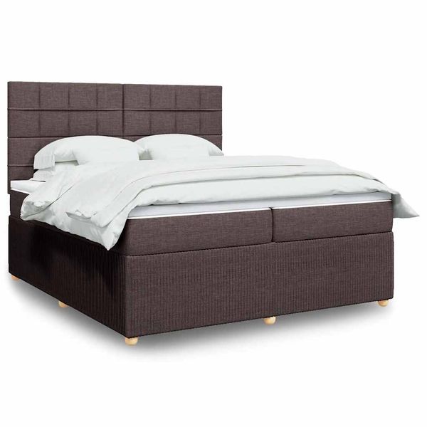 vidaXL Boxspring posteľ s matracom tmavohnedá 200x200 cm látka