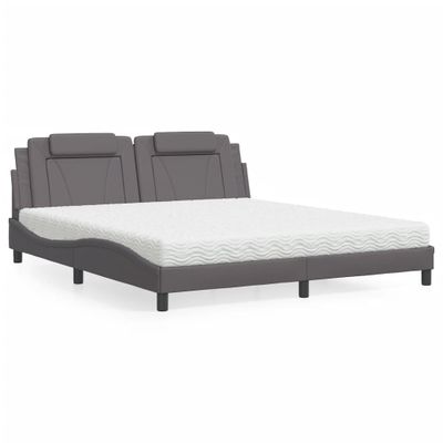 vidaXL Posteľ Viana s matracom sivá 180x200 cm umelá koža