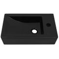 vidaXL Keramické umývadlo s otvorom obdĺžnikové čierne 46x25,5x12 cm