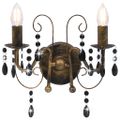 vidaXL Nástenná lampa s korálkami starožitná čierna 2 x žiarovka E14