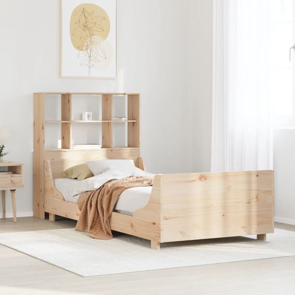 vidaXL Posteľ s knižnicou bez matraca 90x200 cm masívne drevo