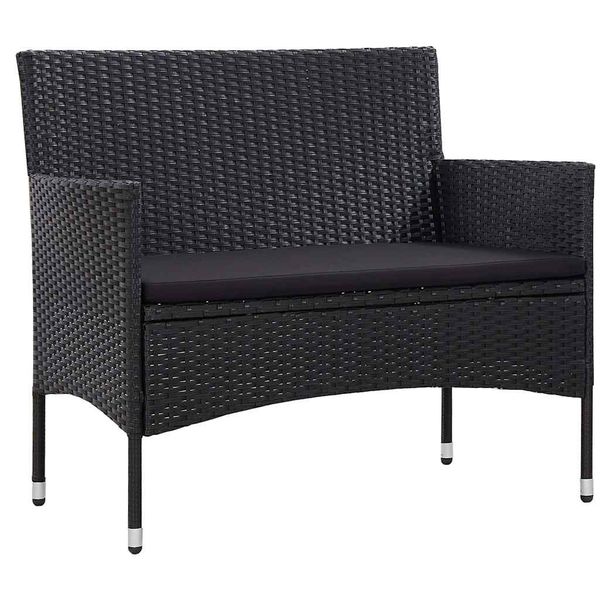 vidaXL Záhradná lavička 103 cm čierna polyratanová