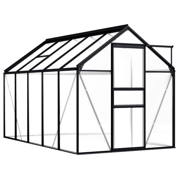 vidaXL Skleník, antracitový, hliník 5,89 m²