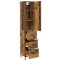 vidaXL Highboard Staré drevo 34,5 x 34 x 180 cm Kompozitné drevo