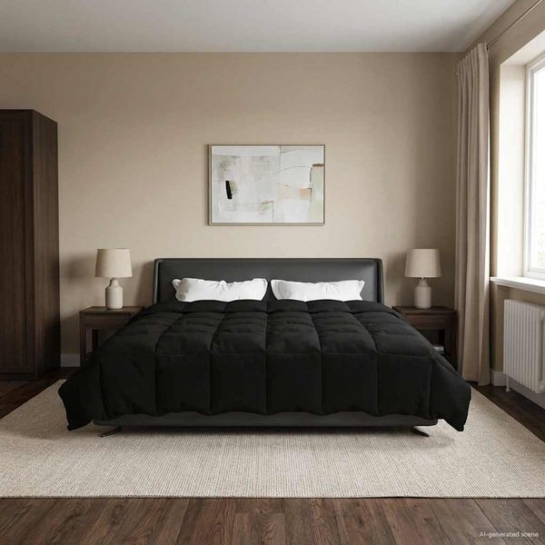vidaXL Prikrývka na celý rok Šnurovaný Čierna 240 x 260 cm Mikrovlákno