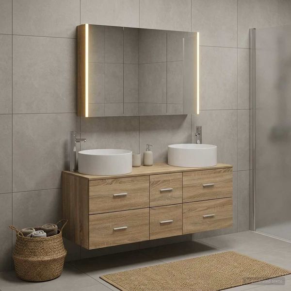 vidaXL Sada kúpeľňového nábytku 4 pcs Dub sonoma