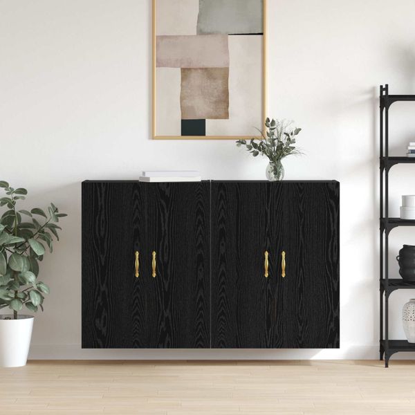 vidaXL Nástenná skrinka Nástenný 2 pcs Čierny dub 69,5 x 34 x 90 cm