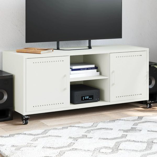 vidaXL TV skrinka biela 100,5x39x43,5 cm oceľ