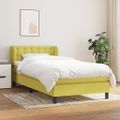 vidaXL Posteľný rám boxspring s matracom zelený 90x200 cm látka