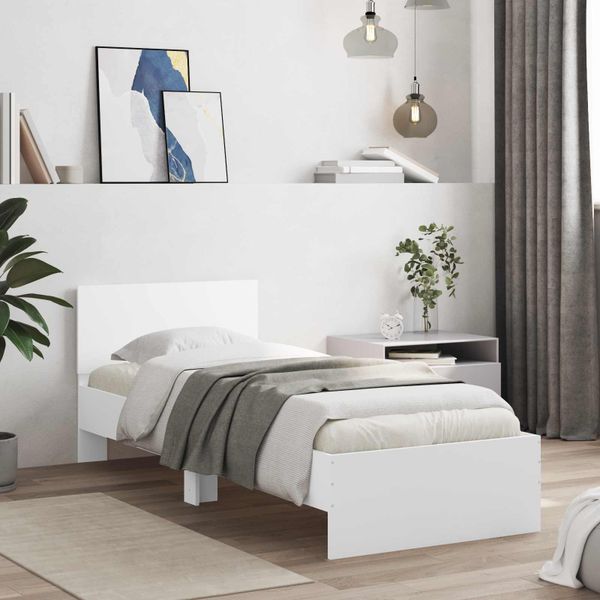 vidaXL Rám postele s čelom Biela 80 x 200 cm Konštruované drevo