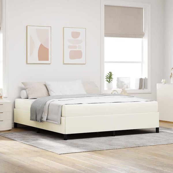 vidaXL Rám postele s matracmi Krémová 180 x 200 cm látka