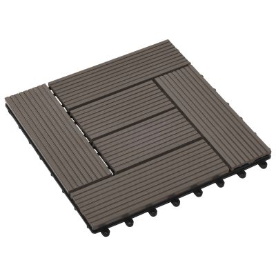 vidaXL Dlažba na terasu 11 pcs Tmavohnedá 30 x 30 cm drevoplast