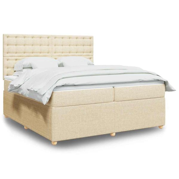 vidaXL Boxspring posteľ s matracom krémová 200x200 cm látka