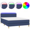 vidaXL Posteľ boxsping s matracom a LED modrá 140x200 cm látka