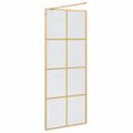 vidaXL Stena walk-in sprchy Zlatá 80 x 195 cm tvrdené sklo