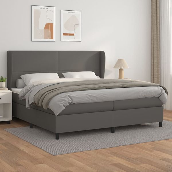 vidaXL Boxspring posteľ s matracom sivá 200x200 cm umelá koža