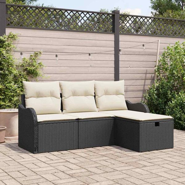 vidaXL Súprava záhradných pohoviek s vankúšom 4 pcs Poly ratan