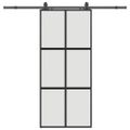 vidaXL Posuvné dvere s kovaním čierne 90x205 cm tvrdené sklo