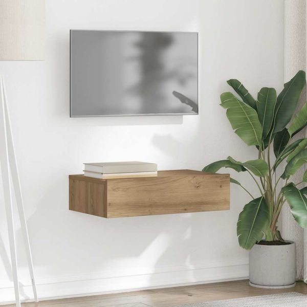 vidaXL TV skrinka s LED svetlami dub artisan 60x35x15,5 cm