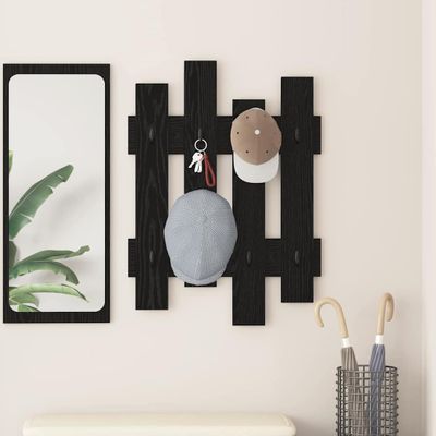 vidaXL Vešiak na stenu Čierny dub 60 x 3 x 82 cm Kompozitné drevo