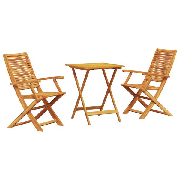 vidaXL Skladacia bistro súprava 3 pcs Hnedá Pevné akáciové drevo