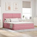 vidaXL LED úložná posteľ s matracom Ružová 160 x 200 cm Zamat