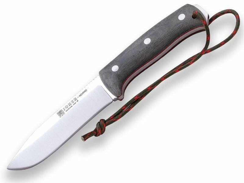 JOKER CV125  Nomad vonkajší nôž 12,7 cm, šedá, Micarta, kožené puzdro a paracord