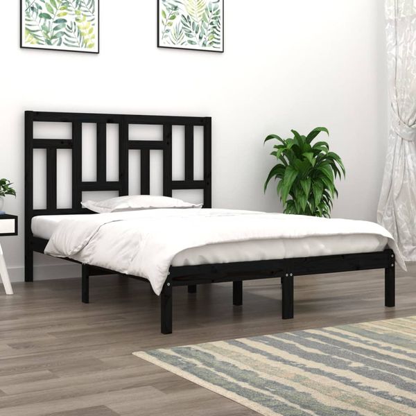vidaXL Posteľný rám čierny drevený masív 120x190 cm malé dvojlôžko