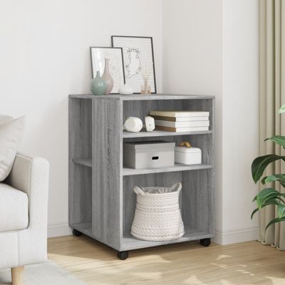 vidaXL Príručný stolík a kolieska sivá sonoma 55x60x78cm kompoz. drevo