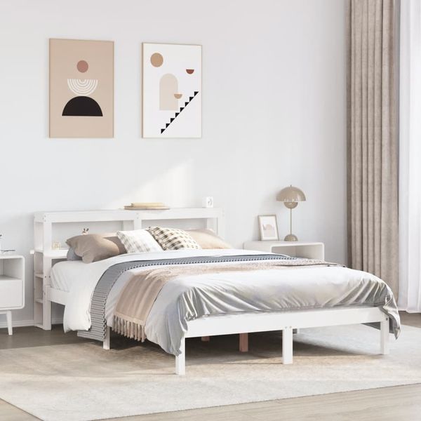 vidaXL Posteľ bez matraca biely 150x200 cm masívna borovica