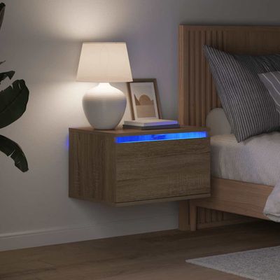 vidaXL Nástenné nočné skrinky s LED osvetlením 2 ks dub sonoma