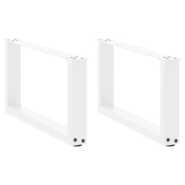 vidaXL Nohy konferenčného stolíka v tvare U, 2 ks, biele, 70 x (30-31) cm, oceľové