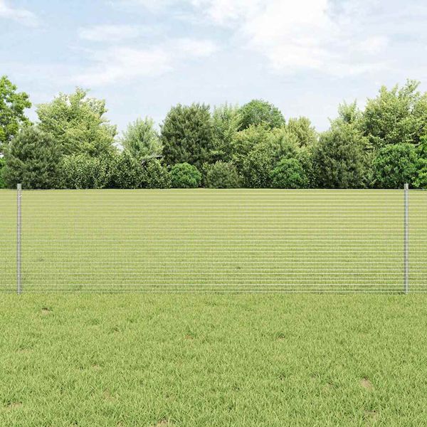 vidaXL Zváraný drôtový plot s podperou 25 x 0,6 m Strieborná Sieťovina