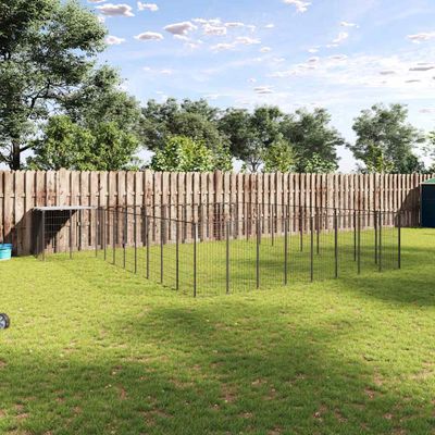 vidaXL Koterec pre psy čierny 25,41 m² oceľ