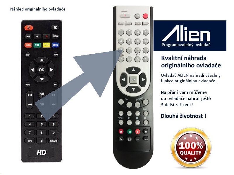 Diaľkový ovládač ALIEN STB Opticum AX LION 5-M - náhrada