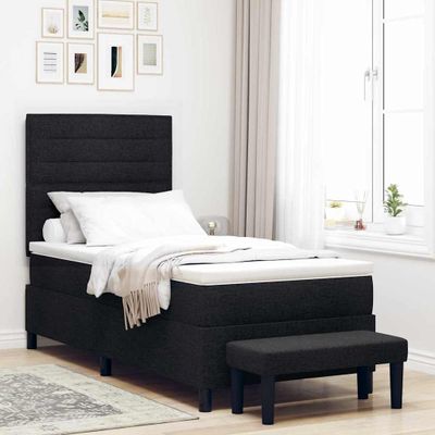vidaXL Posteľ s pružinovým rámom s vankúšom Čierna 90 x 200 cm látka