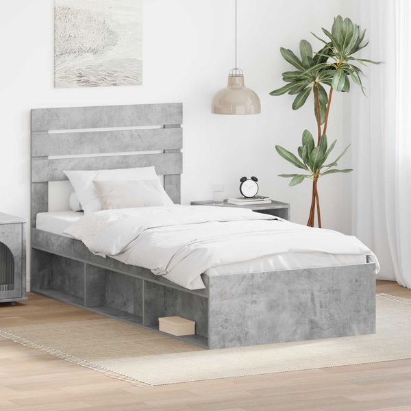 vidaXL Rám postele Betónová šedá 100 x 200 cm Masívne borovicové drevo