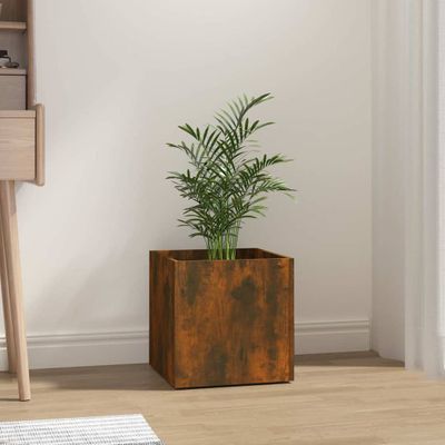 vidaXL Kvetináč dymový dub 40x40x40 cm spracované drevo