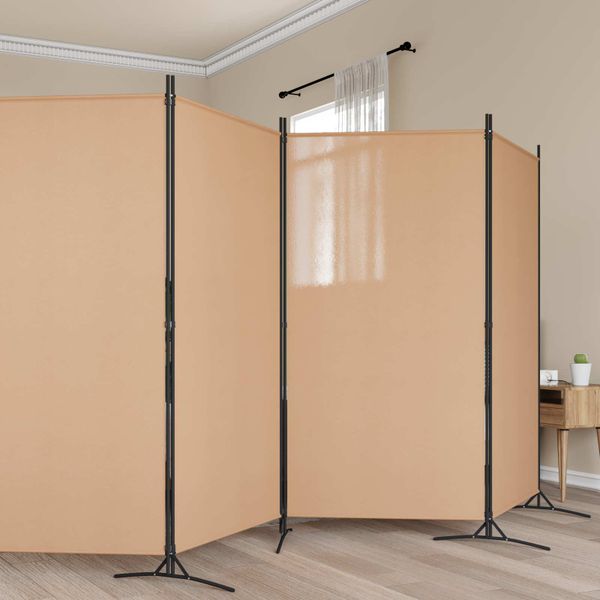 vidaXL 6-panelový paraván Béžová 520 x 180 cm Látka