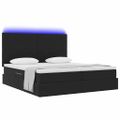vidaXL LED úložná posteľ s matracom Čierna 200 x 200 cm Zamat