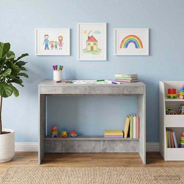 vidaXL Postelový stôl Betónovo sivá Kompozitné drevo 100 x 45 x 75 cm