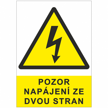 Nálepka "Pozor napájanie z dvoch strán" A8 Nálepka "Pozor napájení ze dvou stran" A8